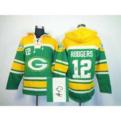 Green Bay Packers #12 Aaron Rodgers Green Signature Edition Hoodie