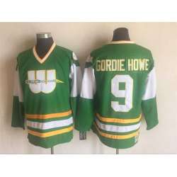 Hartford Whalers #9 Gordie howe Green CCM Throwback Stitched Jersey