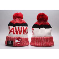Hawks Red Wordmark Cuffed Pom Knit Hat YP