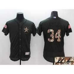 Houston Astros #34 Nolan Ryan Green Salute To Service Flexbase Collection Stitched Signature Edition Jersey