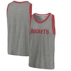 Houston Rockets Fanatics Branded Wordmark Tri-Blend Tank Top - Heathered Gray