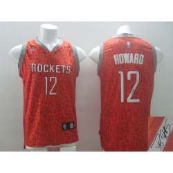 Houston Rockets #12 Dwight Howard Red Leopard Fashion Signature Edition Jerseys