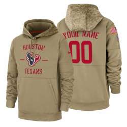 Houston Texans Customized Nike Tan Salute To Service Name & Number Sideline Therma Pullover Hoodie