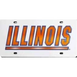 Illinois Fighting Illini Silver Laser Plate