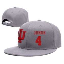Indiana Hoosiers #4 Robert Johnson Gray College Basketball Adjustable Hat