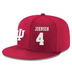 Indiana Hoosiers #4 Robert Johnson Red College Basketball Adjustable Hat