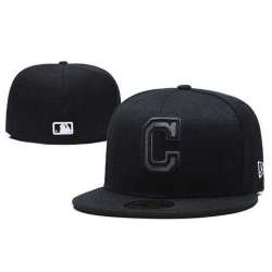 Indians Team Logo Black Fitted Hat LX