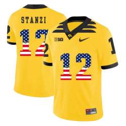 Iowa Hawkeyes 12 Ricky Stanzi Yellow USA Flag College Football Jersey Dyin