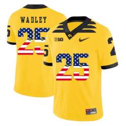 Iowa Hawkeyes 25 Akrum Wadley Yellow USA Flag College Football Jersey Dyin