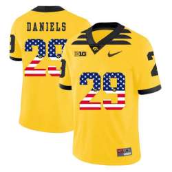 Iowa Hawkeyes 29 LeShun Daniels Yellow USA Flag College Football Jersey Dyin