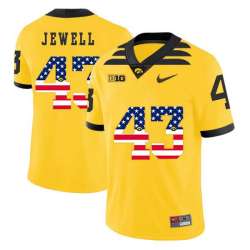 Iowa Hawkeyes 43 Josey Jewell Yellow USA Flag College Football Jersey Dyin