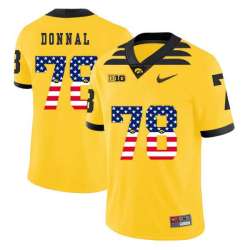Iowa Hawkeyes 78 Andrew Donnal Yellow USA Flag College Football Jersey Dyin