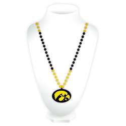 Iowa Hawkeyes Beads with Medallion Mardi Gras Style