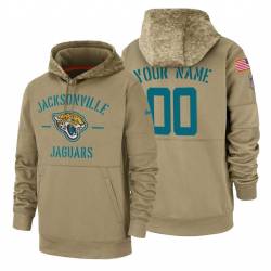 Jacksonville Jaguars Customized Nike Tan Salute To Service Name & Number Sideline Therma Pullover Hoodie