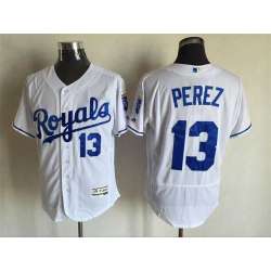 Kansas City Royals #13 Salvador Perez White 2016 Flexbase Collection Stitched Jersey