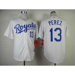 Kansas City Royals #13 Salvador Perez White Jerseys