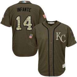 Kansas City Royals #14 Omar Infante Green Salute to Service Stitched Baseball Jersey Jiasu