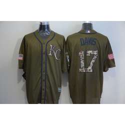Kansas City Royals #17 Wade Davis Green Salute to Service Stitched Baseball Jersey