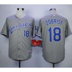 Kansas City Royals #18 Ben Zobrist Gray Cool Base Stitched MLB Jerseys