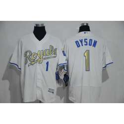 Kansas City Royals #1 Jarrod Dyson White-Gold 2016 Flexbase Collection Stitched Jersey