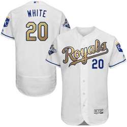 Kansas City Royals #20 Frank White White 2015 World Series Champions Gold Program Flexbase Stitched Jersey DingZhi