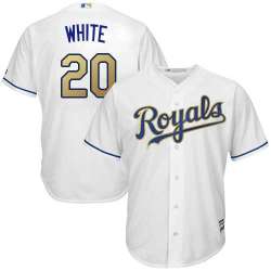 Kansas City Royals #20 Frank White White 2015 World Series Champions Gold Program New Cool Base Stitched Jersey DingZhi
