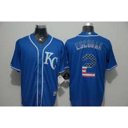 Kansas City Royals #2 Alcides Escobar Blue USA Flag Fashion Stitched MLB Jersey