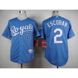 Kansas City Royals #2 Alcides Escobar Light Blue Cool Base Jerseys