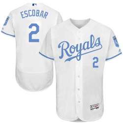 Kansas City Royals #2 Alcides Escobar White Father's Day Flexbase Stitched Jersey DingZhi