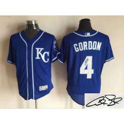 Kansas City Royals #4 Alex Gordon Blue KC Flexbase Collection Stitched Signature Edition Jersey