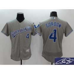 Kansas City Royals #4 Alex Gordon Gray Flexbase Collection Stitched Signature Edition Jersey