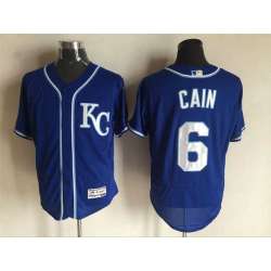 Kansas City Royals #6 Lorenzo Cain Blue KC 2016 Flexbase Collection Stitched Baseball Jersey