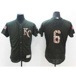 Kansas City Royals #6 Lorenzo Cain Green Salute To Service 2016 Flexbase Collection Stitched Baseball Jersey