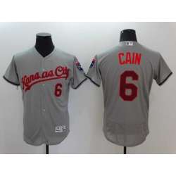 Kansas City Royals #6 Lorenzo Cain Independence Day Gray 2016 Flexbase Collection Stitched Baseball Jersey