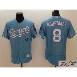 Kansas City Royals #8 Mike Moustakas Light Blue Flexbase Collection Stitched Signature Edition Jersey