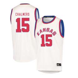 Kansas Jayhawks 15 Mario Chalmers Cream Throwback College Basketball Jersey Dzhi