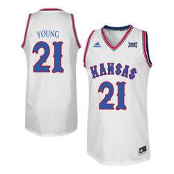Kansas Jayhawks 21 Clay Young White Throwback College Basketball Jersey Dzhi