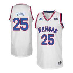 Kansas Jayhawks 25 Brandon Rush White Throwback College Basketball Jersey Dzhi