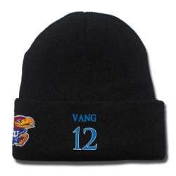 Kansas Jayhawks #12 Tucker Vang Black College Basketball Knit Hat