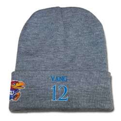 Kansas Jayhawks #12 Tucker Vang Gray College Basketball Knit Hat