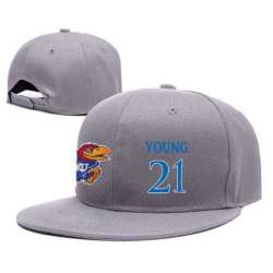 Kansas Jayhawks #21 Clay Young Gray College Basketball Adjustable Hat
