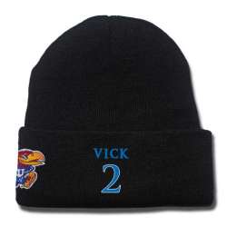 Kansas Jayhawks #2 Lagerald Vick Black College Basketball Knit Hat
