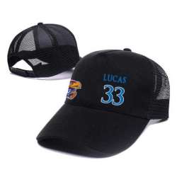 Kansas Jayhawks #33 Landen Lucas Black Mesh College Basketball Adjustable Hat