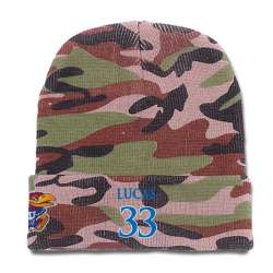 Kansas Jayhawks #33 Landen Lucas Camo College Basketball Knit Hat