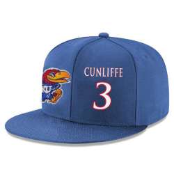 Kansas Jayhawks #3 Sam Cunliffe Blue Adjustable Hat