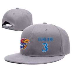 Kansas Jayhawks #3 Sam Cunliffe Gray College Basketball Adjustable Hat