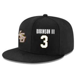 LSU Tigers #3 Elbert Robinson III Black Adjustable Hat