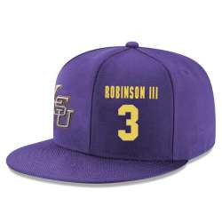 LSU Tigers #3 Elbert Robinson III Purple Adjustable Hat