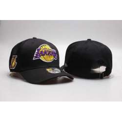 Lakers Fresh Logo Black Peaked Adjustable Hat YPMY
