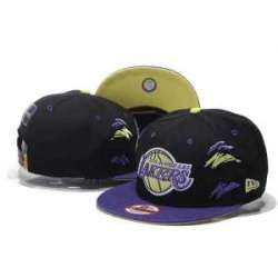 Lakers Team Logo Black Purple Adjustable Hat GS